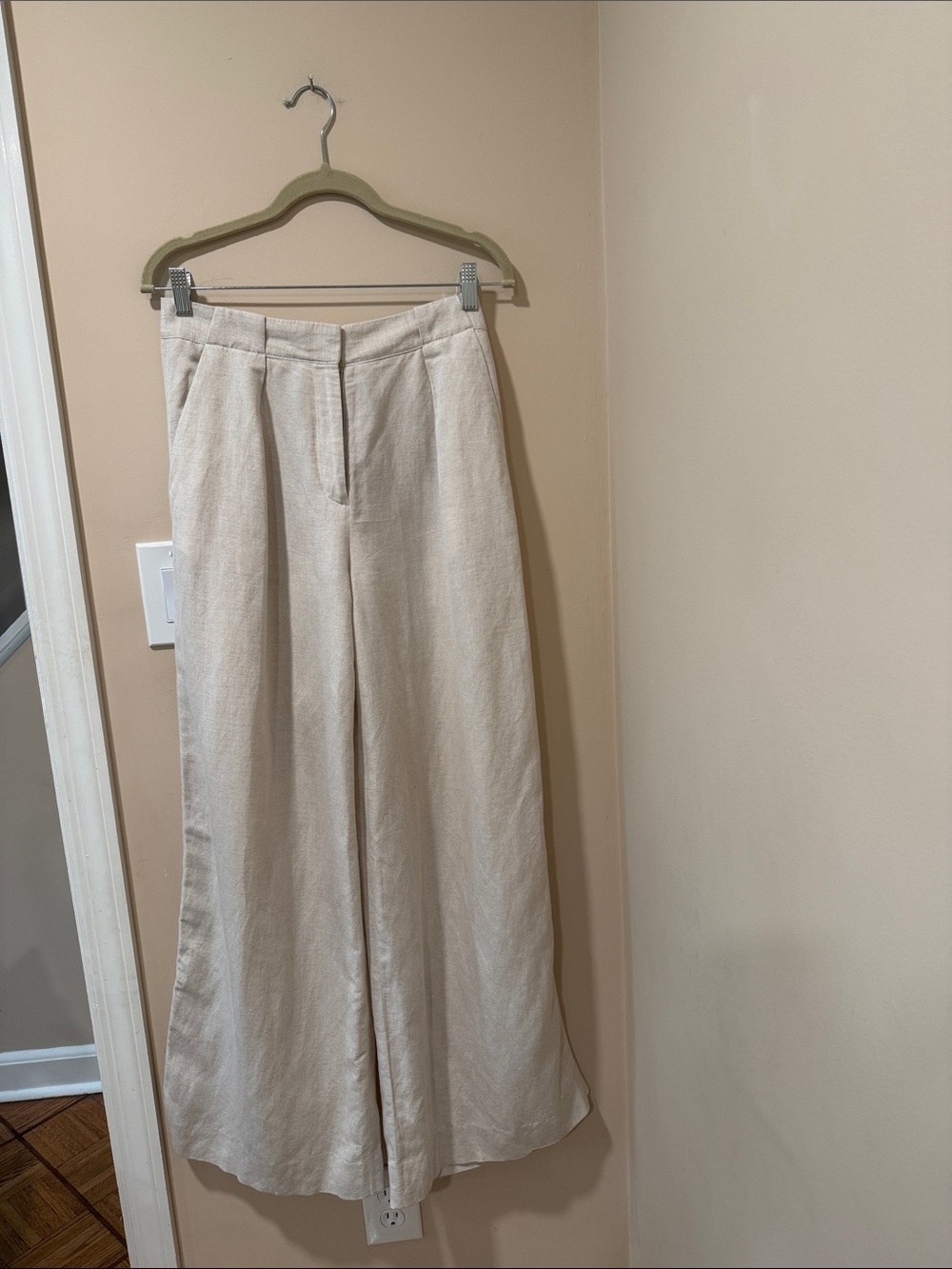 Club Monaco Wide Leg Linen-Blend Pants in Cream